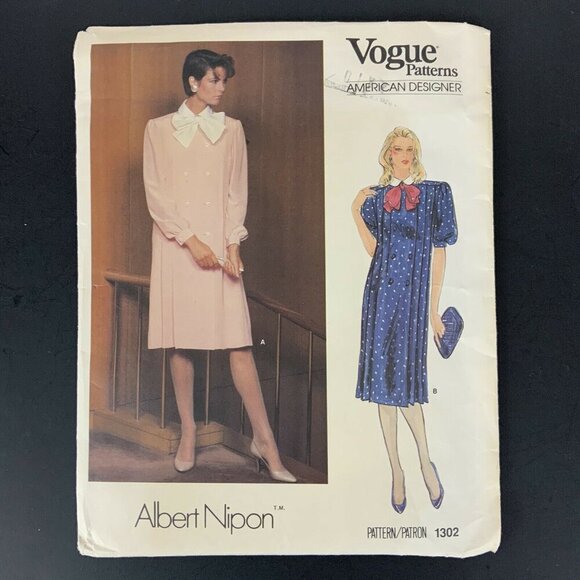 Vogue 1302 Albert Nipon Womens Designer Dress Sewing Pattern Size 10 Vintage - Picture 1 of 3